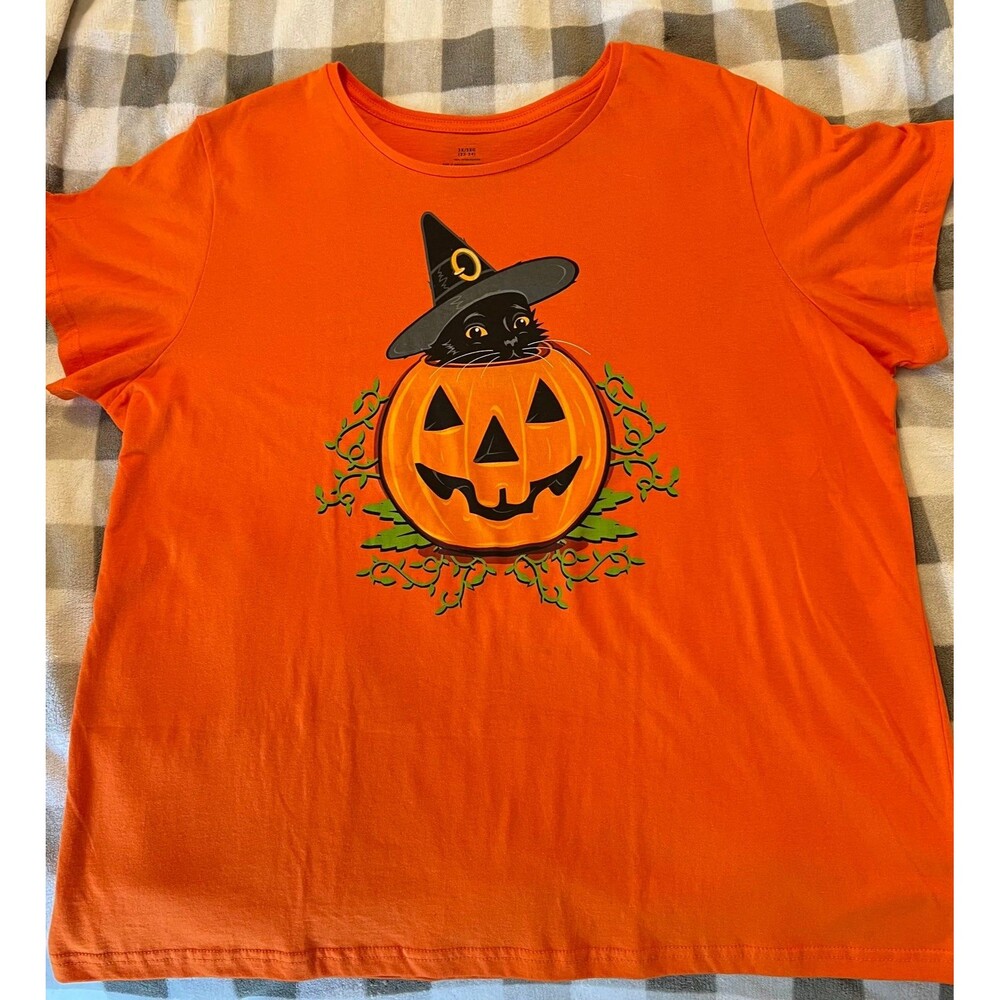 Halloween Shirt Jack O Lantern Pumpkin Top Size 3X (Bx 13)